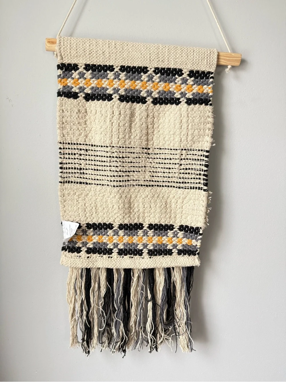 New Handwoven Macrame Wall Hanging Tapestry Decor Boho Hippie Yellow Gray Beige